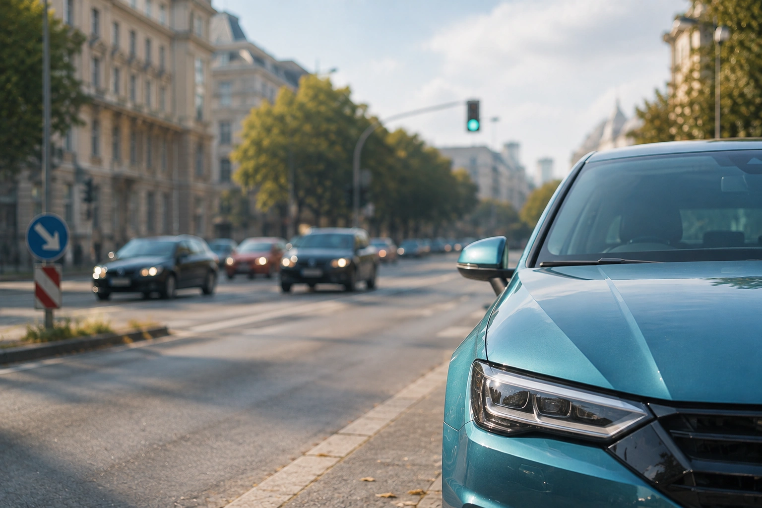 Fahrende Autos im Straßenverkehr